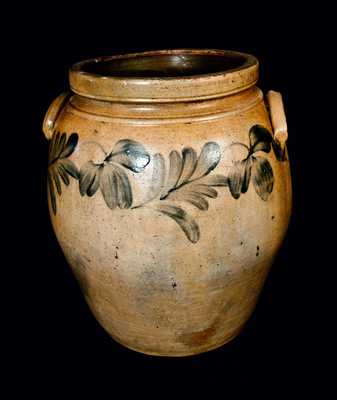 Pennsylvania Ovoid Stoneware Crock with Floral Decoration