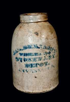 JAS. BENJAMIN / CINCINNATI, OH Stoneware Handled Canning Jar
