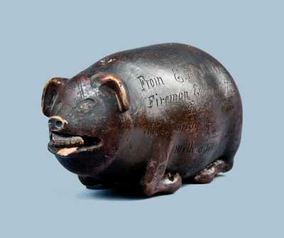 Outstanding Anna Pottery Pig Flask with Corn Cob in Mouth