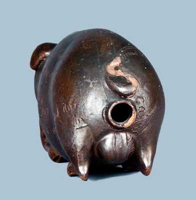 Outstanding Anna Pottery Pig Flask with Corn Cob in Mouth