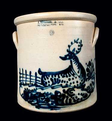 Outstanding 5 Gal. J. NORTON Stoneware Crock with Deer