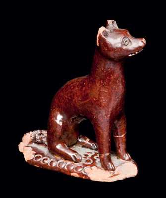 Redware Figure of a Fox, possibly Solomon Bell, Strasburg, VA