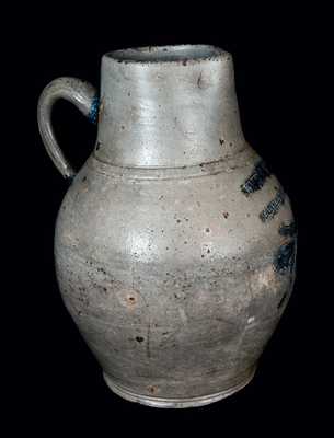 Extremely Rare Incised Stoneware Pitcher, J. REMMEY / MANHATTAN - WELLS / NEW YORK