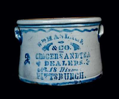 Rare Pittsburgh Advertising Stoneware Cake Crock