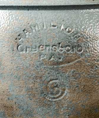 6 Gal. Stoneware Crock Impressed JAS. HAMILTON / GREENSBORO, PA