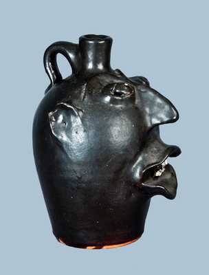 Signed BROWN POTTERY Stoneware Face Jug, Arden, NC