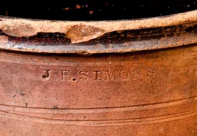 Rare Thurmont, MD Redware Jar Signed J. E. SIMONS