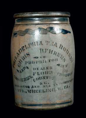 Outstanding PHILADELPHIA TEA HOUSE / WHEELING, WV Stoneware Advertising Crock