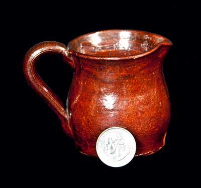 Miniature Redware Pitcher, "W. M. C. / 1906" (William Washington Cline, Indiana)
