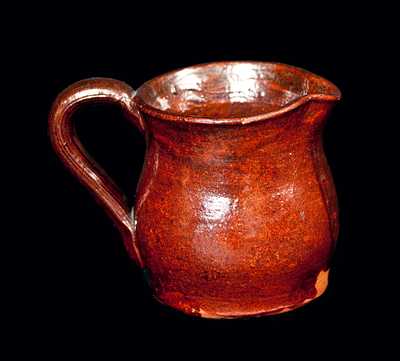 Miniature Redware Pitcher, "W. M. C. / 1906" (William Washington Cline, Indiana)