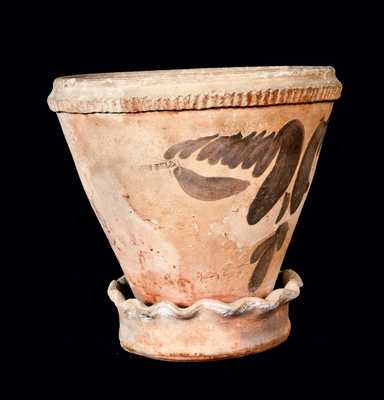 Large Redware Flowerpot, SOLOMON BELL / STRASBURG / VA