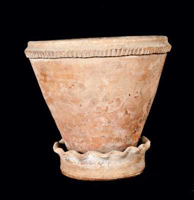 Large Redware Flowerpot, SOLOMON BELL / STRASBURG / VA