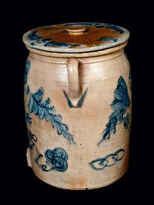 Large-Sized Ohio Stoneware Water Cooler with Odd Fellows Symbols and