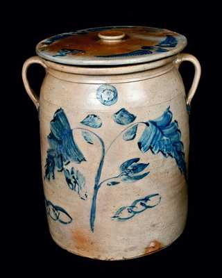 Large-Sized Ohio Stoneware Water Cooler with Odd Fellows Symbols and