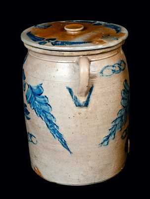 Large-Sized Ohio Stoneware Water Cooler with Odd Fellows Symbols and