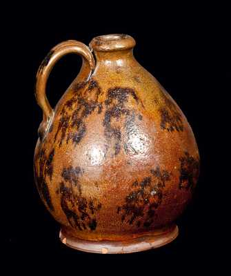 Ovoid Redware Jug with Manganese Splotches