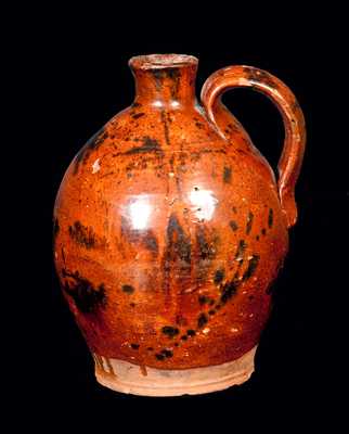 Ovoid Redware Jug with Manganese Splotches