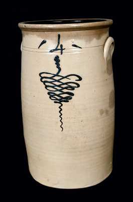 Four-Gallon Midwestern Stoneware Churn