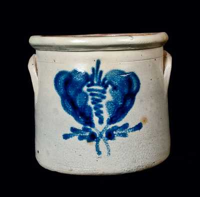 New England Stoneware Crock with Floral Decoration