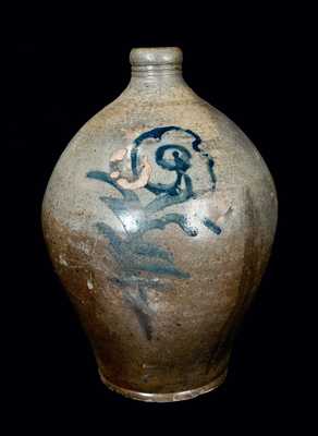 Early Albany, NY Stoneware Jug with Floral Decoration