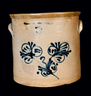 W. ROBERTS BINGHAMTON, NY Stoneware Crock w/ Floral Decoration