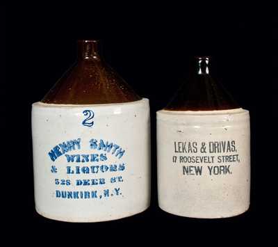 Lot of Two: New York State Stoneware Advertising Jugs