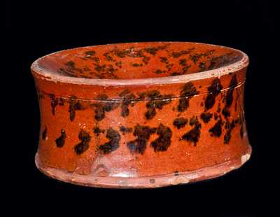 Redware Spittoon with Sponged Manganese Decoration
