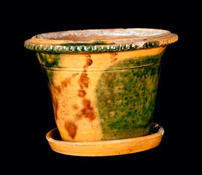 Pennsylvania Redware Flowerpot with Copper and Manganese Decoration