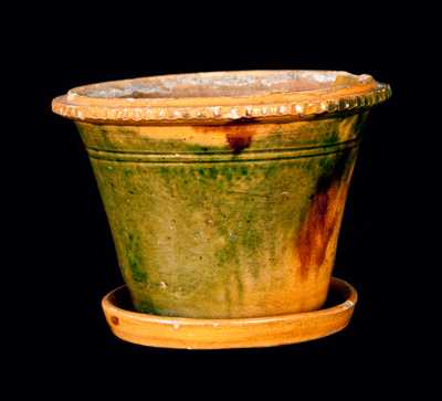 Pennsylvania Redware Flowerpot with Copper and Manganese Decoration