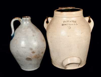 Lot of Two: Batter Pail (BRADY & RYAN / ELLENVILLE, NY) and Ovoid Stoneware Jug