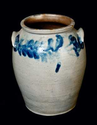 Four-Gallon Ovoid Baltimore Stoneware Jar with Tulip Decoration, circa 1825