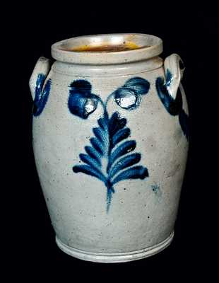 Ovoid Floral Decorated Stoneware Crock, Philadelphia, circa 1850