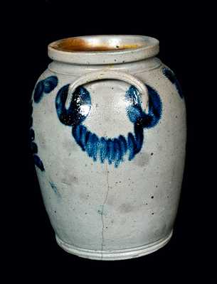 Ovoid Floral Decorated Stoneware Crock, Philadelphia, circa 1850