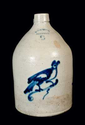 WEST TROY POTTERY Stoneware Jug with Bird Decoration