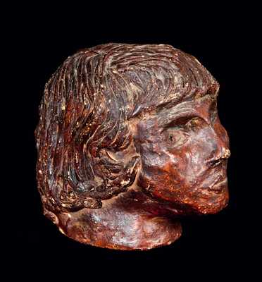 Redware Woman's Head Figure