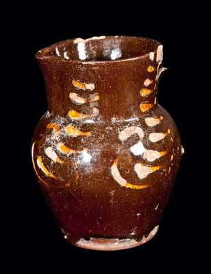 Redware Pitcher with Slip Swan Decoration