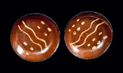 Lot of Two: Matching Redware Slip-Decorated Dishes