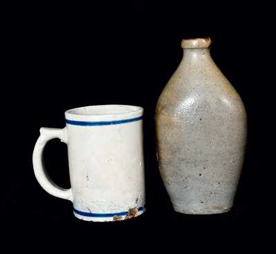 Lot of Two: Stoneware Flask and Stoneware Mug