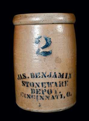 JAS. BENJAMIN / STONEWARE / DEPOT / CINCINNATI, OH Crock