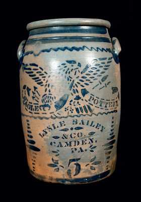 Rare CAMDEN, PA Advertising Stoneware Crock by EAGLE POTTERY