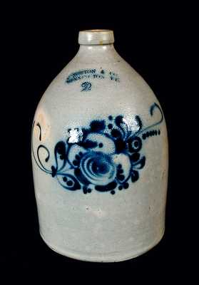 J. NORTON & CO. / BENNINGTON, VT. Stoneware Jug with Floral Decoration