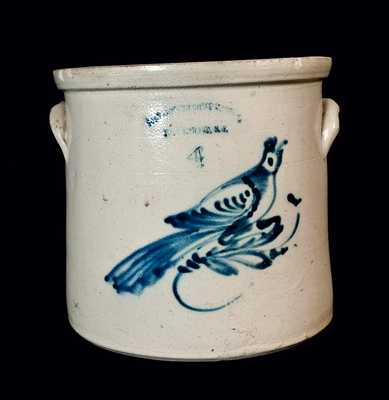 FORT EDWARD, NY Stoneware Crock with Bird Decoration