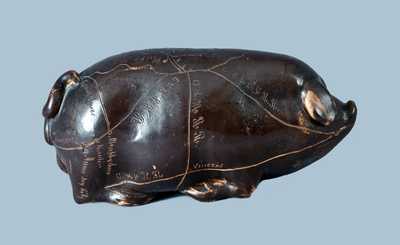 Rare Centennial (1876) Anna Pottery Pig Flask