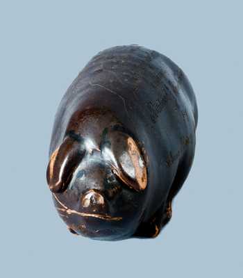 Anna Pottery Stoneware Centennial Pig Bottle, By / Anna Pottery . Anna Ills. / 1876