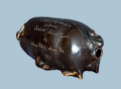 Rare Centennial (1876) Anna Pottery Pig Flask
