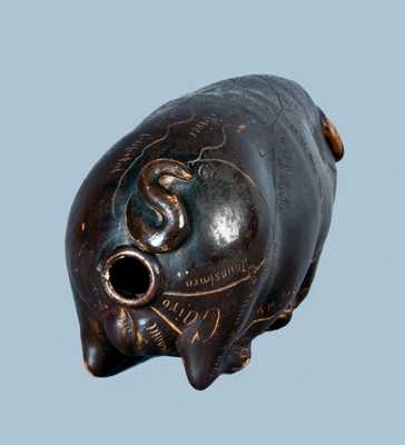 Rare Centennial (1876) Anna Pottery Pig Flask