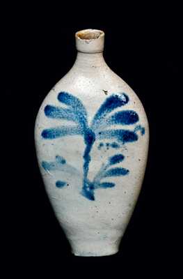 Very Rare Cobalt-Decorated Stoneware Flask, Baltimore, MD