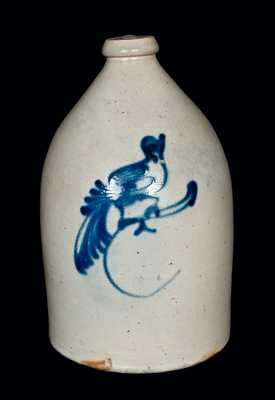 Stoneware Jug with Cobalt Bird Decoration, attrib. Brady & Ryan, Ellenville, NY