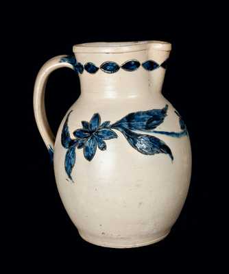 Outstanding Incised Stoneware Pitcher, Henry Remmey, Philadelphia, 1856