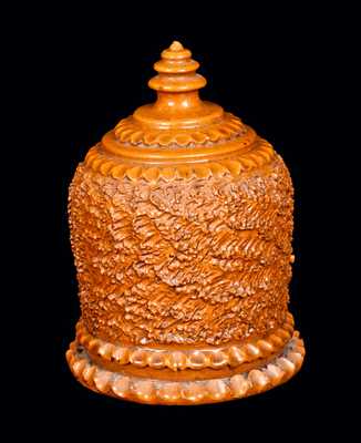 Glazed Redware Bank with Elaborate Form, American, possibly Galena, IL, second half 19th century